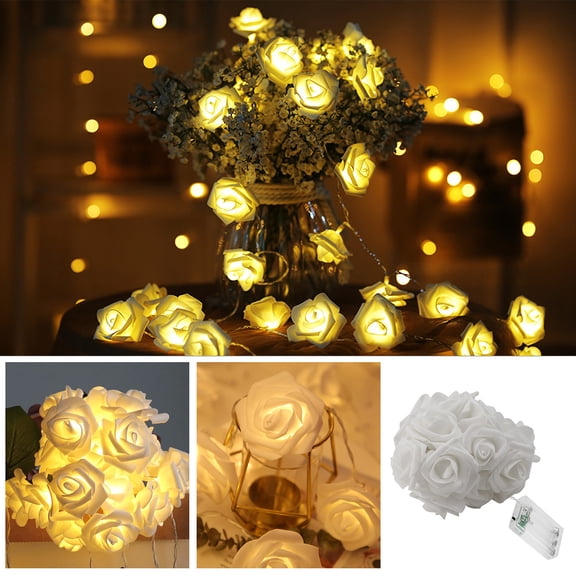 iMounTEK Rose LED String Lights, 9.8ft 40 LED String Lights Battery Operated Lights Bright Warm Rose Flower Lamp Fairy Light for Valentine's Wedding Gardens Party Christmas