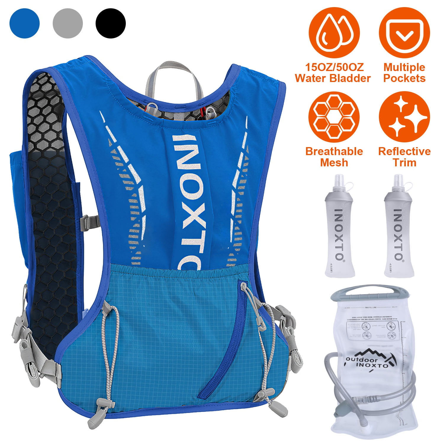 Running Hydration Vest Backpack With 2L Water Bladder Or 470ml Soft