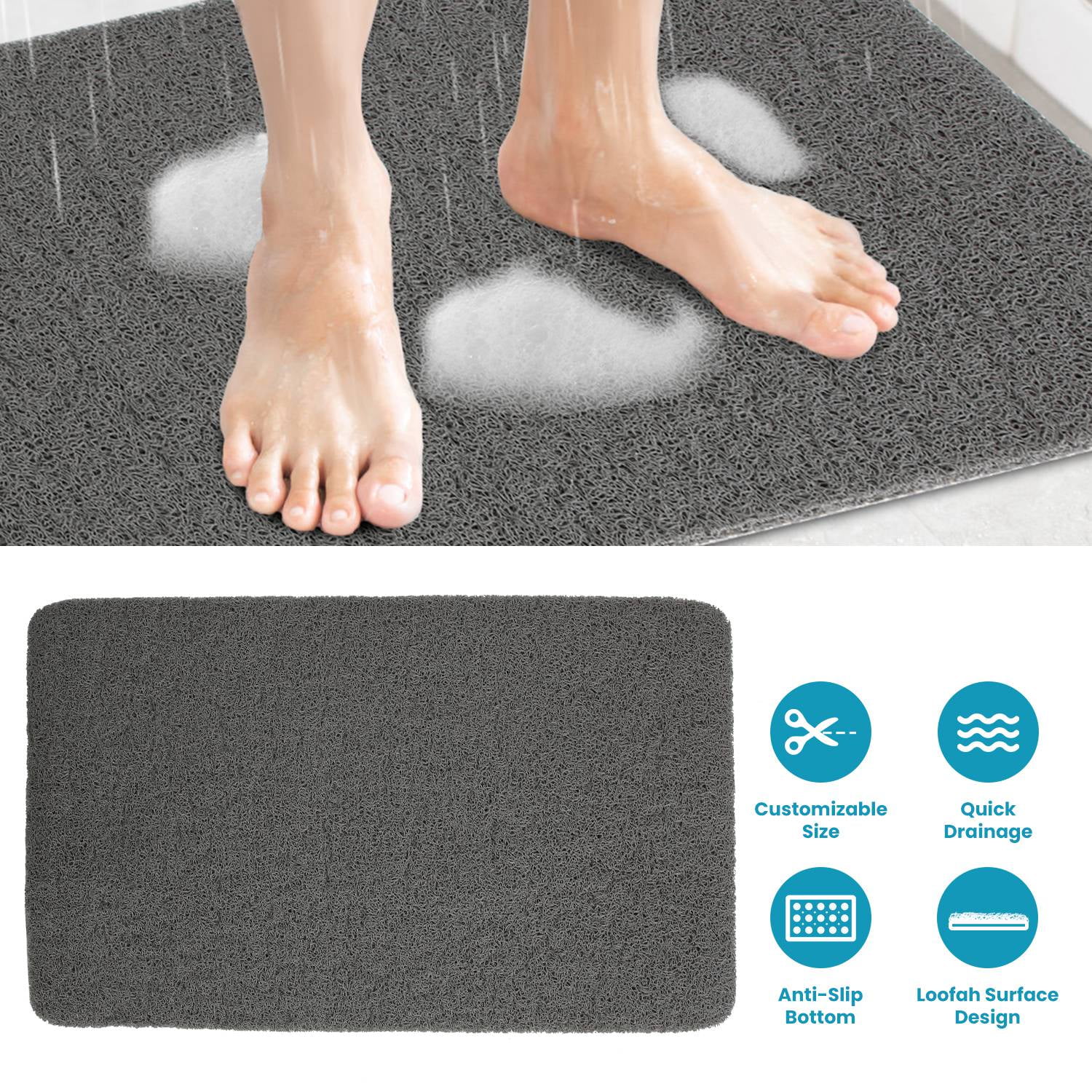 Moclever Shower Mat 28.34x16.73in NonSlip Bath Mat with Drain Quick