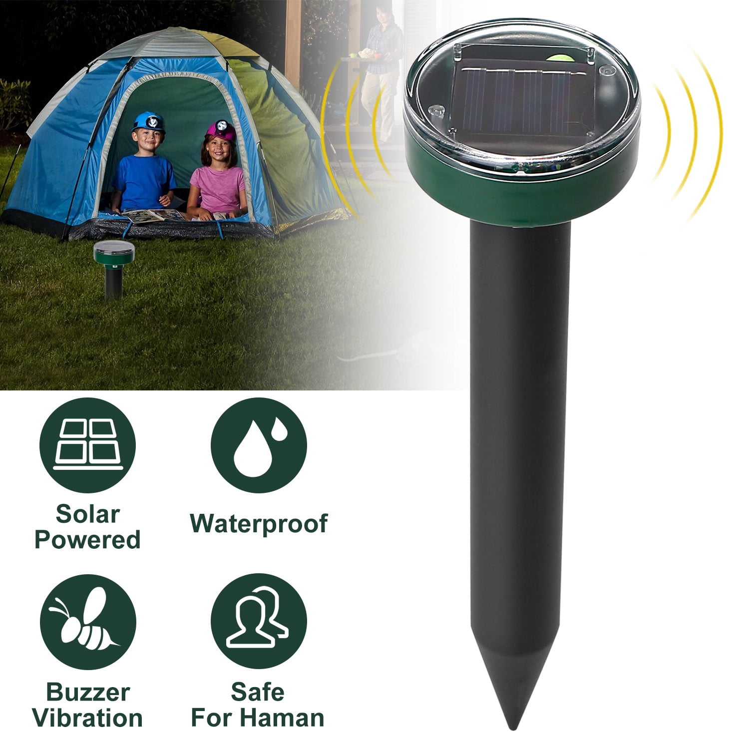 Mole Repellent Solar Powered Snake Repellent Ultrasonic, 8