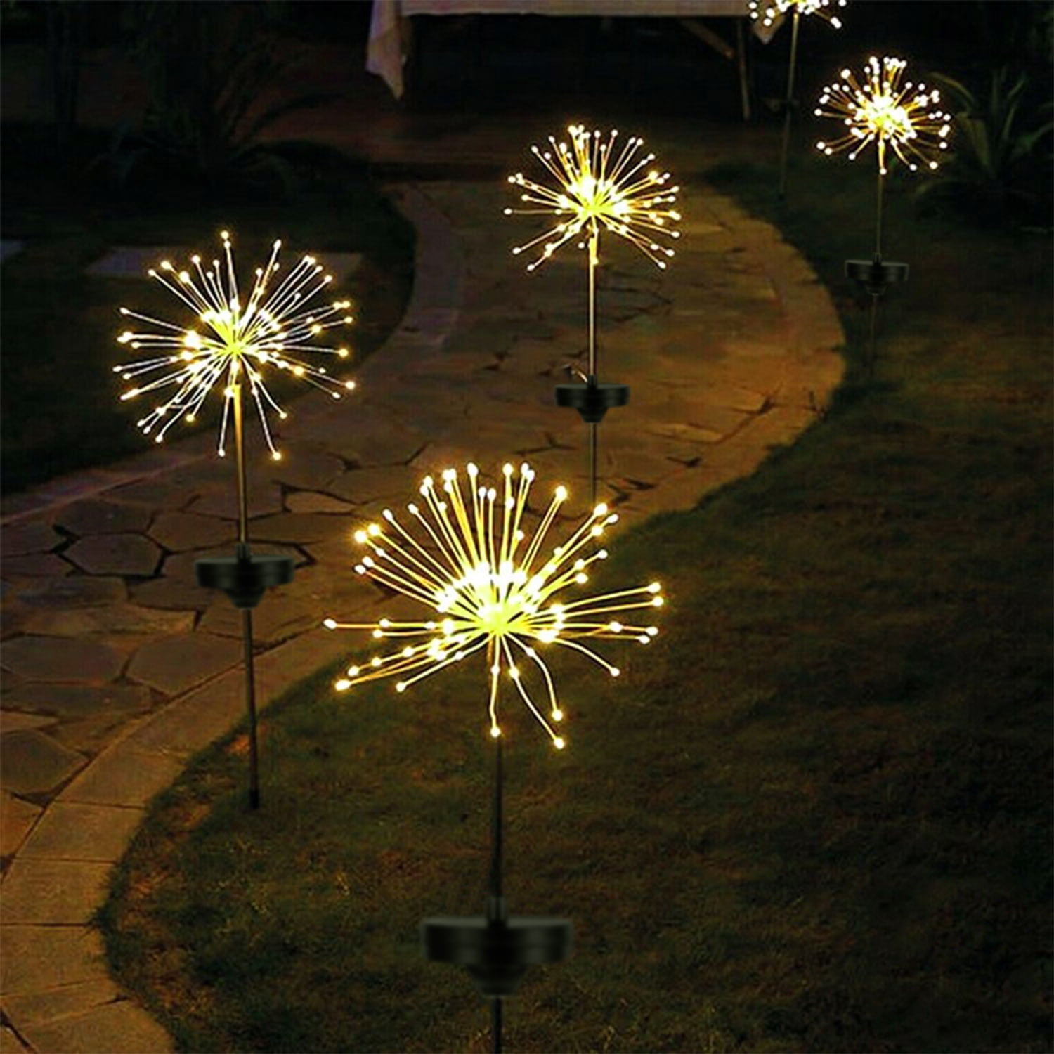 iMounTEK Solar Powered Starburst Stake Fairy Lights,  240 LED Solar Powered Firework Lamp for Lawn Garden Outdoor Wedding Decor, 2/4pack