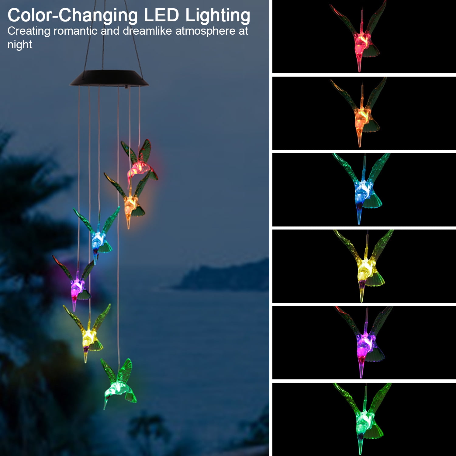 iMounTEK Solar Powered String LED Light, Wind Chimes Outdoor Decor