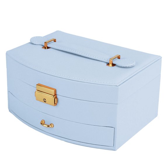 iMounTEK Synthetic Leather Jewelry Box 2-Layer Jewelry Travel Case for Rings Earrings Necklaces Bracelets