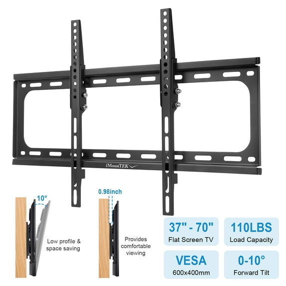 iMounTEK Tilt TV Wall Mount Bracket for 37-70in LED/LCD/PLASMA Flat TV -600x400mm, Tilting 10° for Optimal Viewing Angle