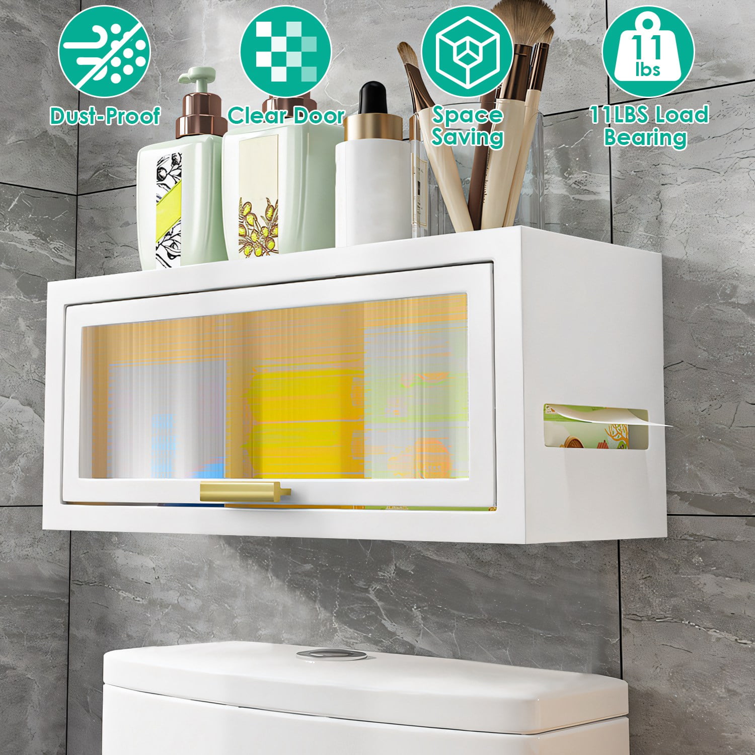 Moclever Toilet Storage Shelf Carbon Steel Wall Mounted Cabinet Bathroom Organizer Toilet ...