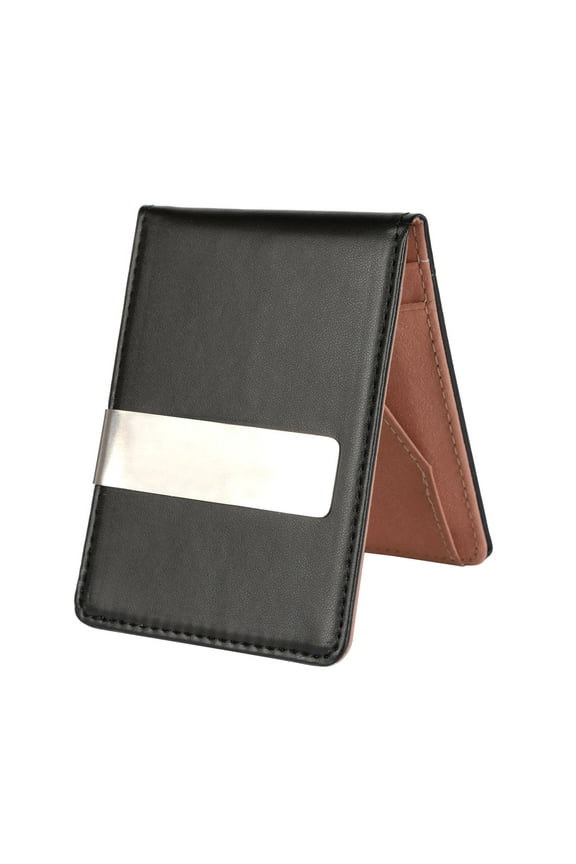 iMounTEK Unisex PU Leather Wallet  Slim Bifold Credit Card Holder with Money Clip, Orange liner