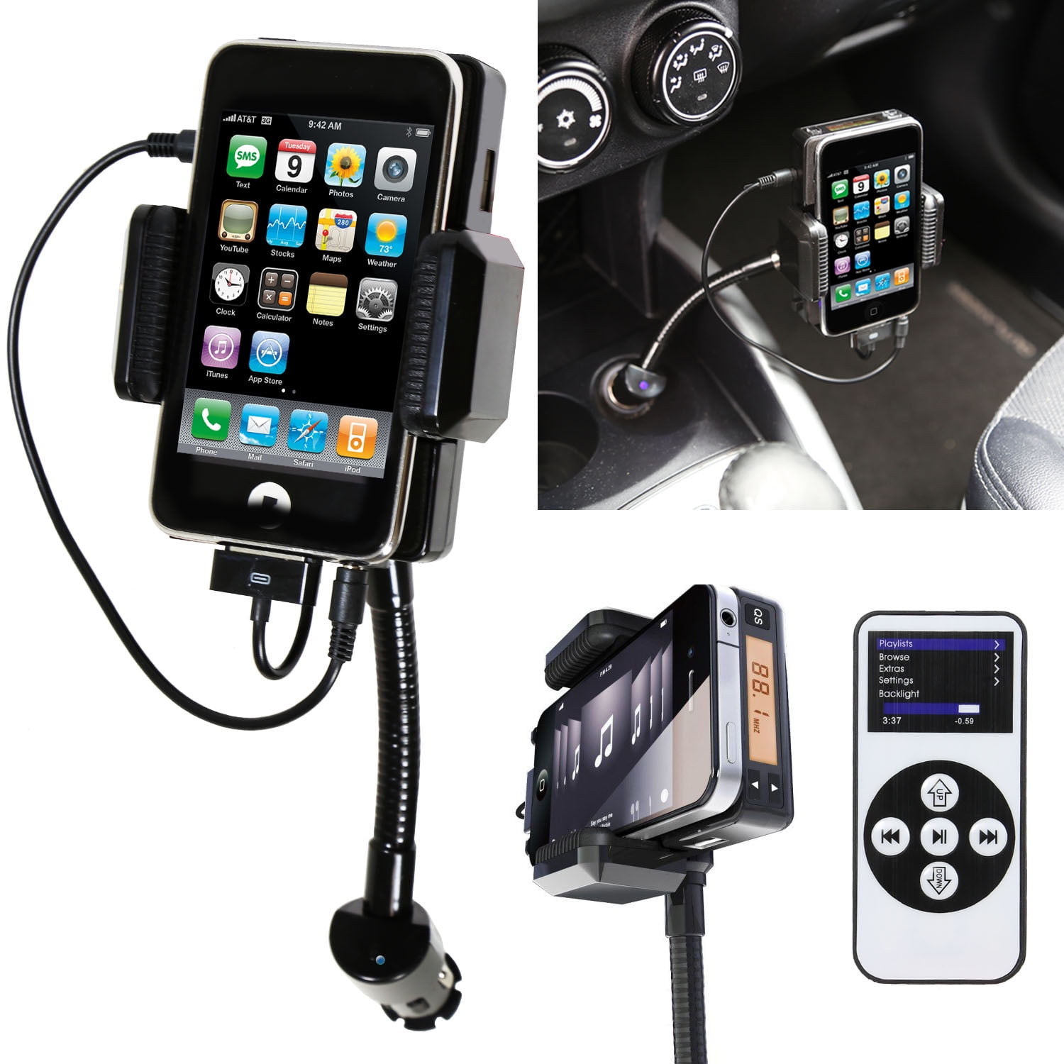 iMounTEK Universal iPhone Car Kit- FM Transmitter, Car Charger