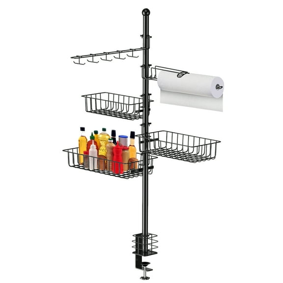 iMounTEK Vertical Standing BBQ Organizer, BBQ Accessories Storage Rack with Paper Towel Holder Outdoor Kitchen Accessories Griddle Caddy