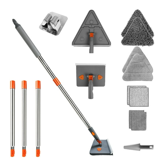 iMounTEK Wall Cleaner, Baseboard Cleaner Mop with Long Handle 33.6in-81.5in Extension Pole, 6 Replacement Pads 360 Rotatable for Wall Ceiling Floor Cleaning
