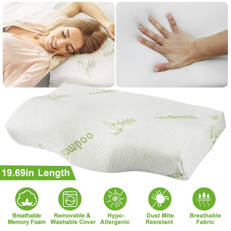 Imountek Bamboo Memory Foam Sleep Pillow Contoured Cervical