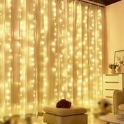 iMounTEK Window Curtain String Light, Pulg in LED Twinkle Lights, 300 LED Beads Fairy Lights or Christmas Bedroom Party Wedding Home Garden Wall Decorations