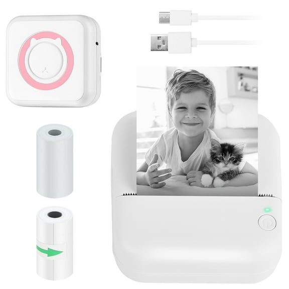Moclever Wireless Thermal Printer Portable Mini Sticker Maker Machine Rechargeable Inkless Photo Printer for Printing Label Journal Study Notes Memo Photos, Pink