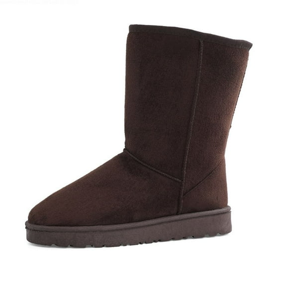 iMounTEK Woman's Snow Boots Waterproof Faux Suede Mid-Calf Boots Fur Warm Lining Shoes Black 7