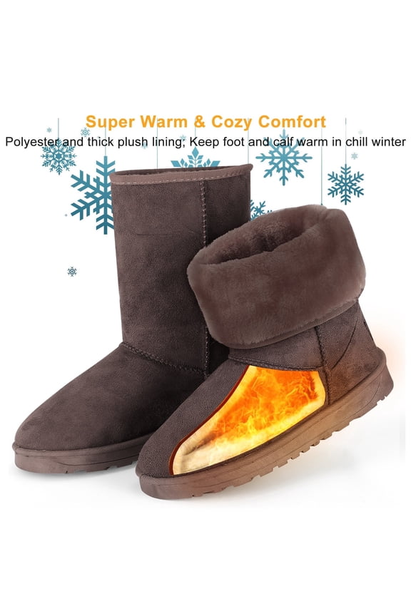 Women Snow Boots Waterproof Warm Lining Polyester Suede Mid-Calf Boots