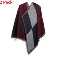 thumbnail image 1 of Moclever Women Winter Warm Scarf Long Soft Knitted Shawl Extra Thick Plaid Blanket Wrap Cape 2Pack, Red, 1 of 12