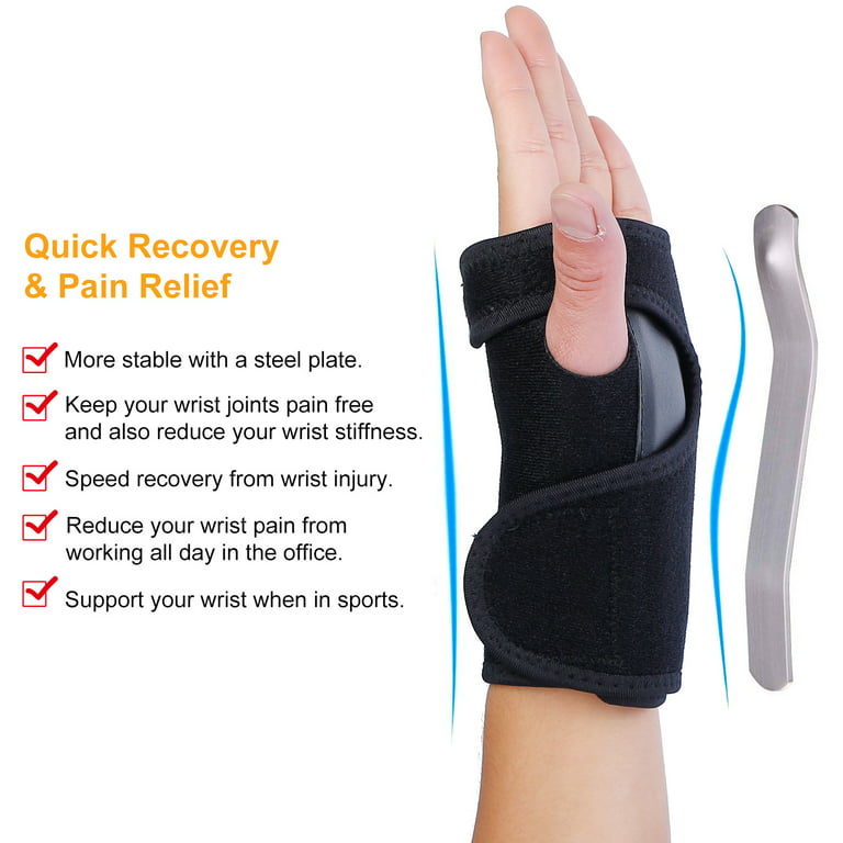 iMounTEK Wrist Support Brace Carpal Tunnel Wrist Brace Night Wrist Sleep  Support Strap with Thumb Hole Removable Splint, Left