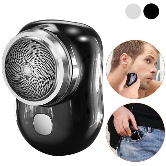 TeqHome's Electric Razor for Men, Mini Shaver Portable Pocket Size Shaver, Double Ring 3D Blade, USB Rechargeable, Dry Usage for Home Travel Office (Black)