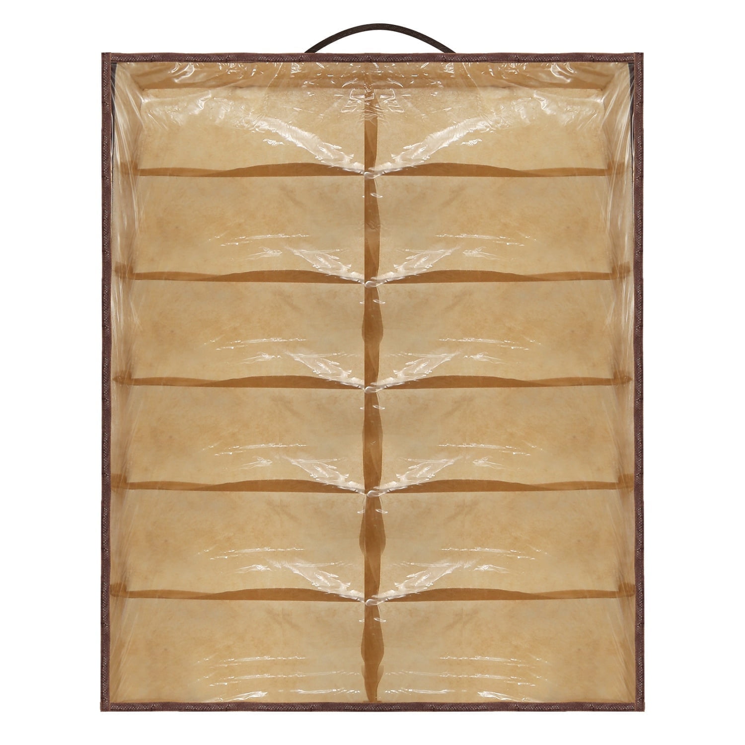 Imountek 12 Cells Under Bed Shoes Organizer, Foldable Shoes Container with Front Zipper Clear Cover