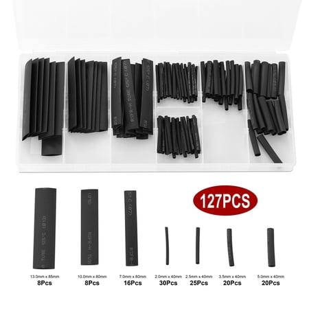 iMountek 127Pcs 2:1 Heat Shrink Tube Wire Wrap Assortment Set Electric Insulation Cable 7 Sizes