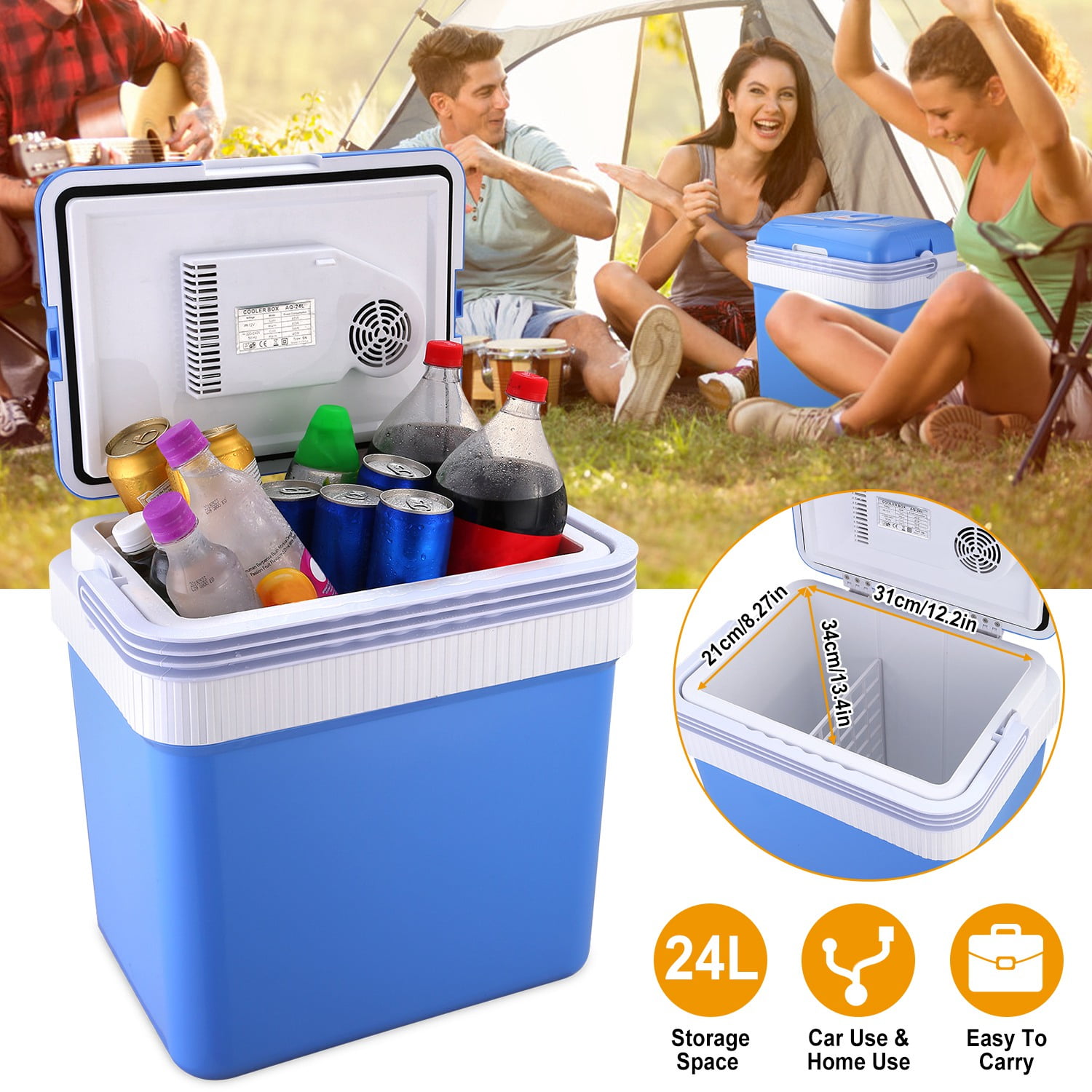 Ivation 24 L Electric Cooler and Warmer Portable Car Fridge with