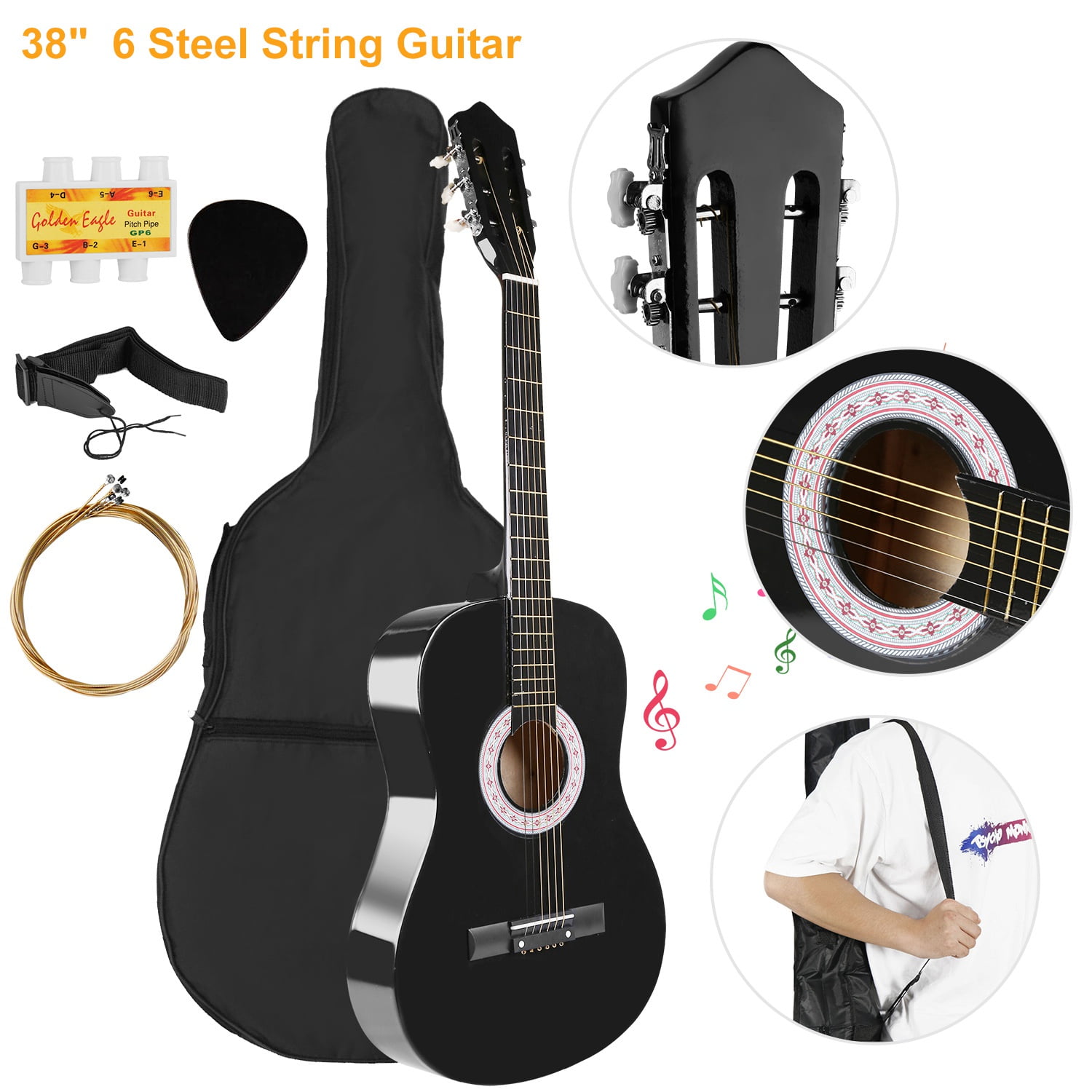 iMountek 38in Acoustic Guitar Cutaway Guitar Kit for Beginners
