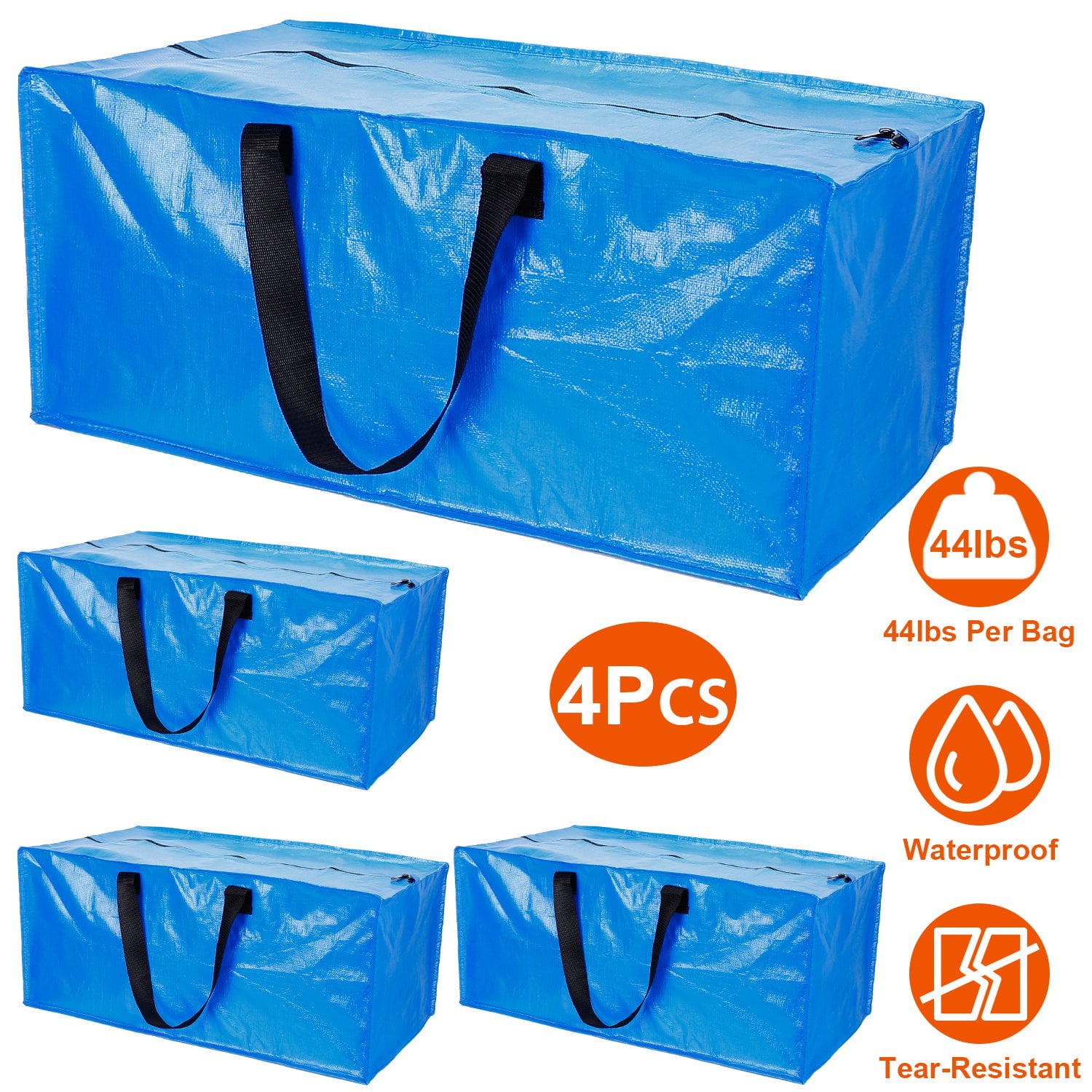 75L Extra Large Storage Bag (Set of 4) With Durable Zipper, Moving Bag -  (Blue Checkered) 