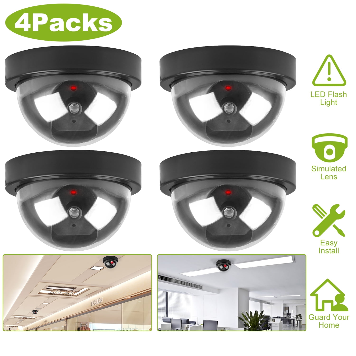 4 Dome Security Camera System - White 90 Ft Night Vision - 4k
