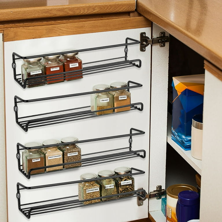 iMountek 4Pcs Wall Mount Spice Racks Seasoning Herb Jar Holder Organizer Kitchen Pantry Door Storage Shelf Walmart