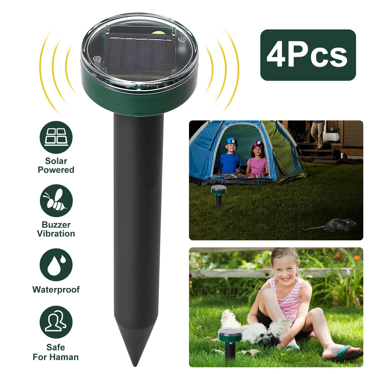 4pcs Ultrasonic Animal Repellent iMounTEK Solar Powered Motion Sensor