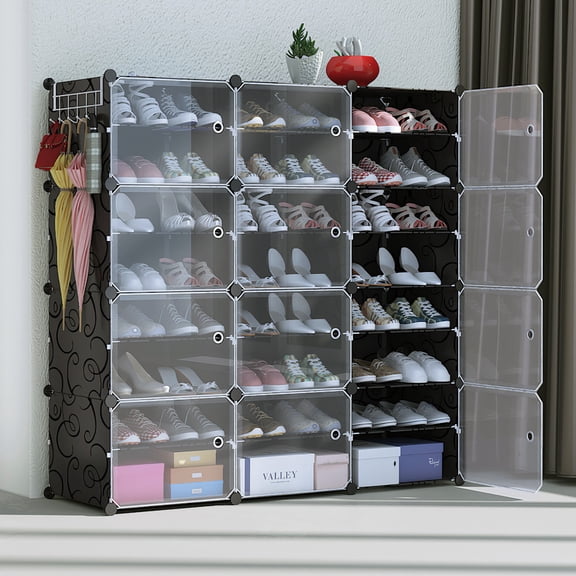 iMountek 60 Pairs Shoe Storage Cabinet Easy Assembly, Stackable Detachable Free Standing Shoe Rack 10 Tier, 3 Rows, Black