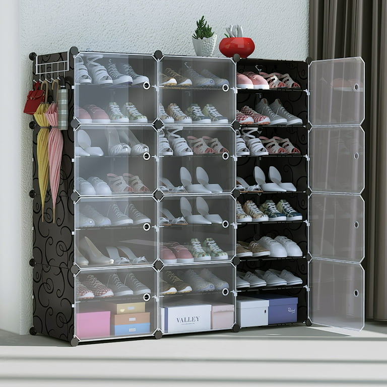 iMountek 60 Pairs Shoe Storage Cabinet Easy Assembly Stackable Detachable Free Standing Shoe Rack 10 Tier 3 Rows Black