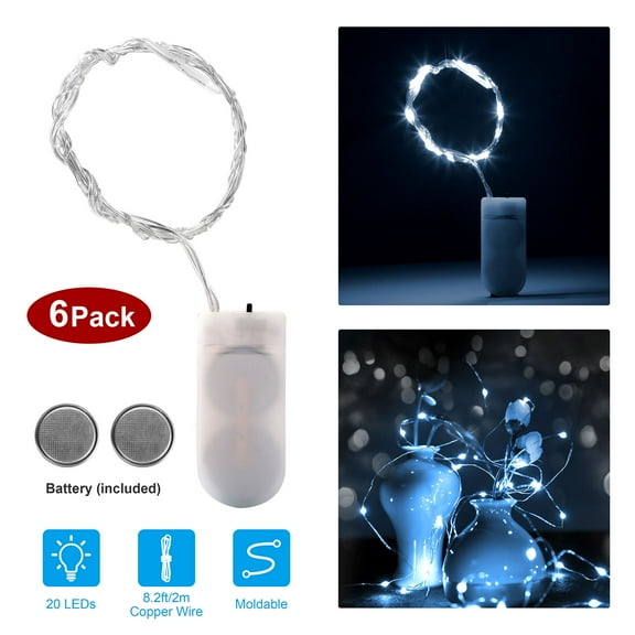 iMountek 6pcs LED String Lights, 20 LEDs Battery Starry Fairy Lights Decor Light , Cool White