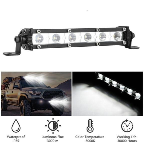 iMountek 7" LED Light Bar Single Row Offroad Spot Lights 18W Ultra Slim Straight Work Light