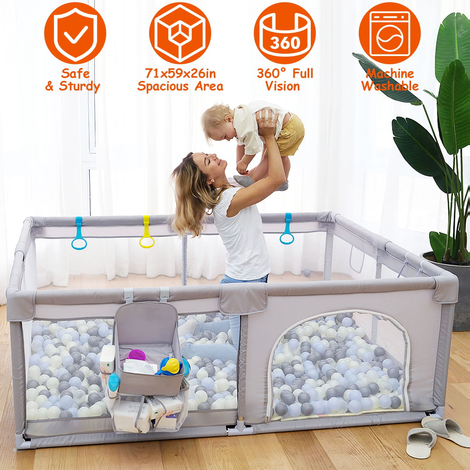 iMountek Baby Essentials Crate, Extra Large Play Crates for Toddlers