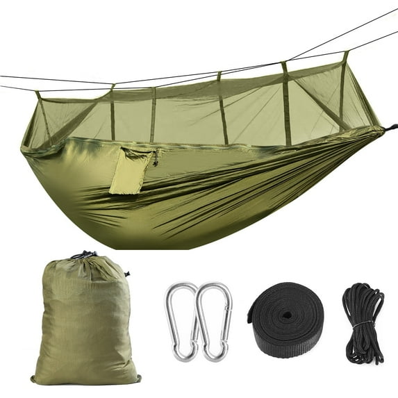 iMountek Camping Hammock with Mosquito Net Portable Automatic Quick Open Hammocks for Indoor Outdoor Hiking Camping Backpacking Travel Backyard Beach