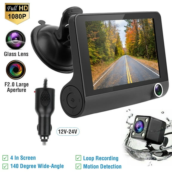 Moclever Car Recorder Driving Camera 3 Lens Car Dash Camera 4In 3 Lens Vehicle Driving Recorder Seamless Recording