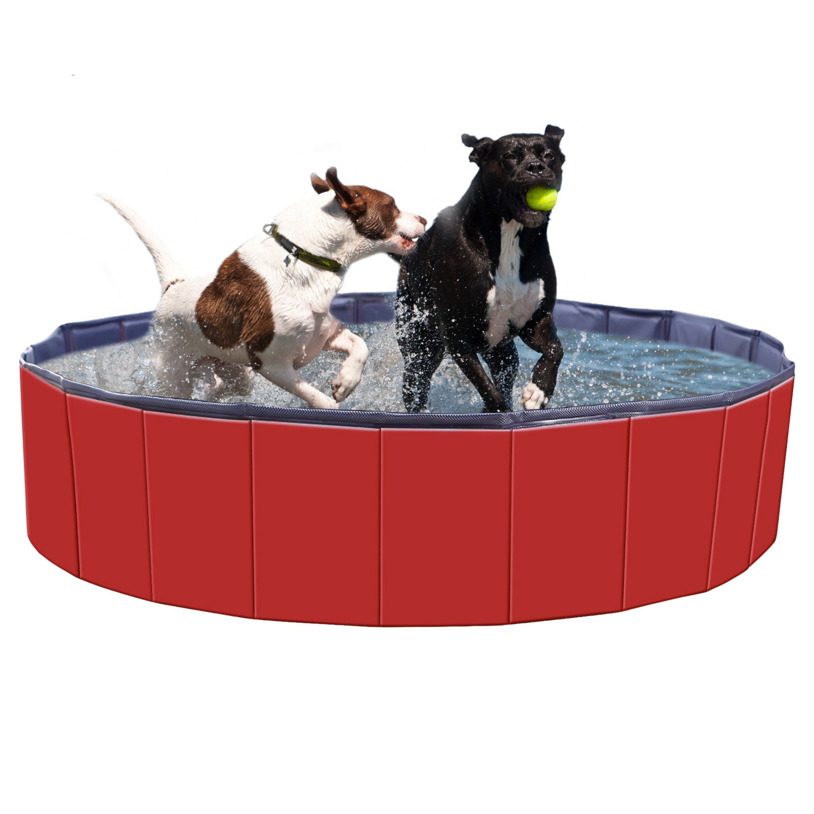 Red Foldable PVC Pet Swimming Pool 11.8"H x 63"W