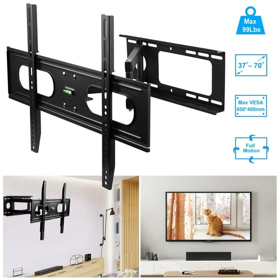 Imountek Full Motion TV Wall Mount Swivel Tilt Support 37-70'' TVs Max VESA up to 600x400mm, Black