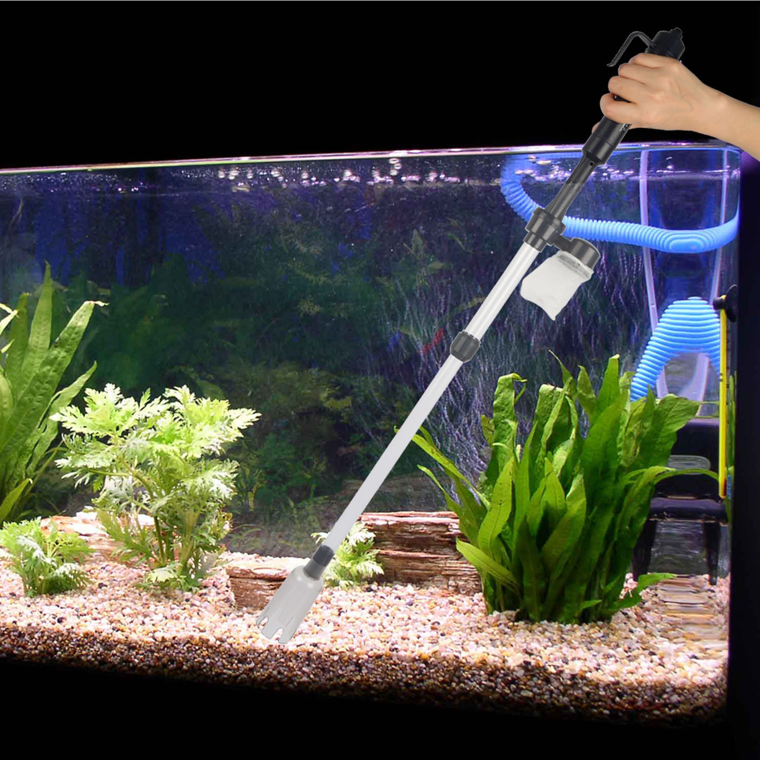 IMountek Battery-Operated Aquarium Gravel Cleaner – Fish Tank Siphon Vacuum Pump