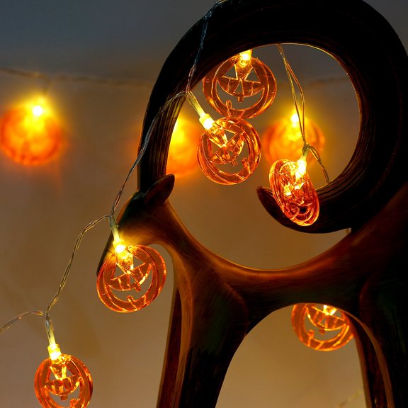 TeqHome 9.8ft Halloween Pumpking String Lights with 30 LEDs Fairy String Lights with Two Lighting Modes Halloween Decor Light for Indoor Outdoor Party