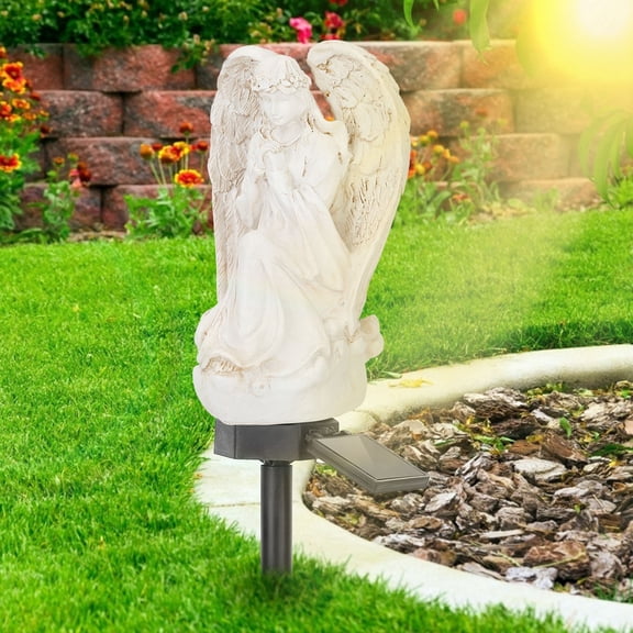 Imountek LED Solar Praying Angel Statue Decoration Angel Garden Light IP65 Waterproof Outdoor Decor for Yard Walkway Patio