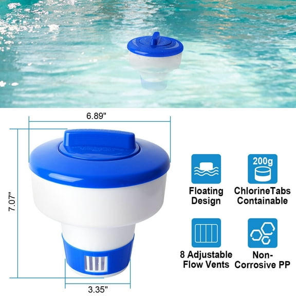 Moclever Mini Chemical Dispenser Adjustable Floating Pool Dispenser for Spas and Personal Pools