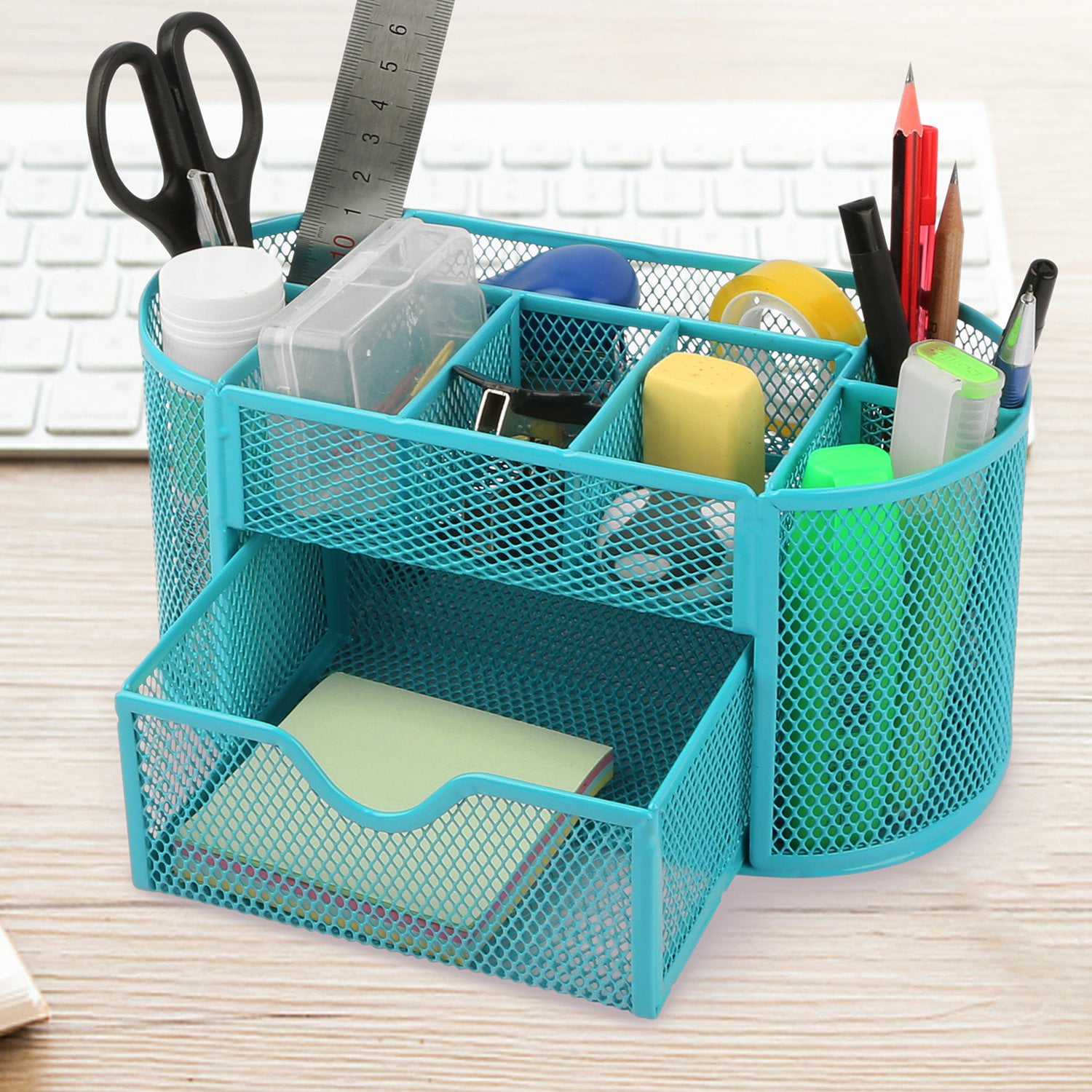 TeqHome MultiFunctional Pen Holder Desktop Stationery Organizer Metal Mesh Storage Rack for