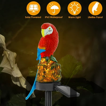 iMountek Solar Parrot Garden Light, LED Solar Patio Light Decorative Lawn Lights for Yard Driveway (Red)