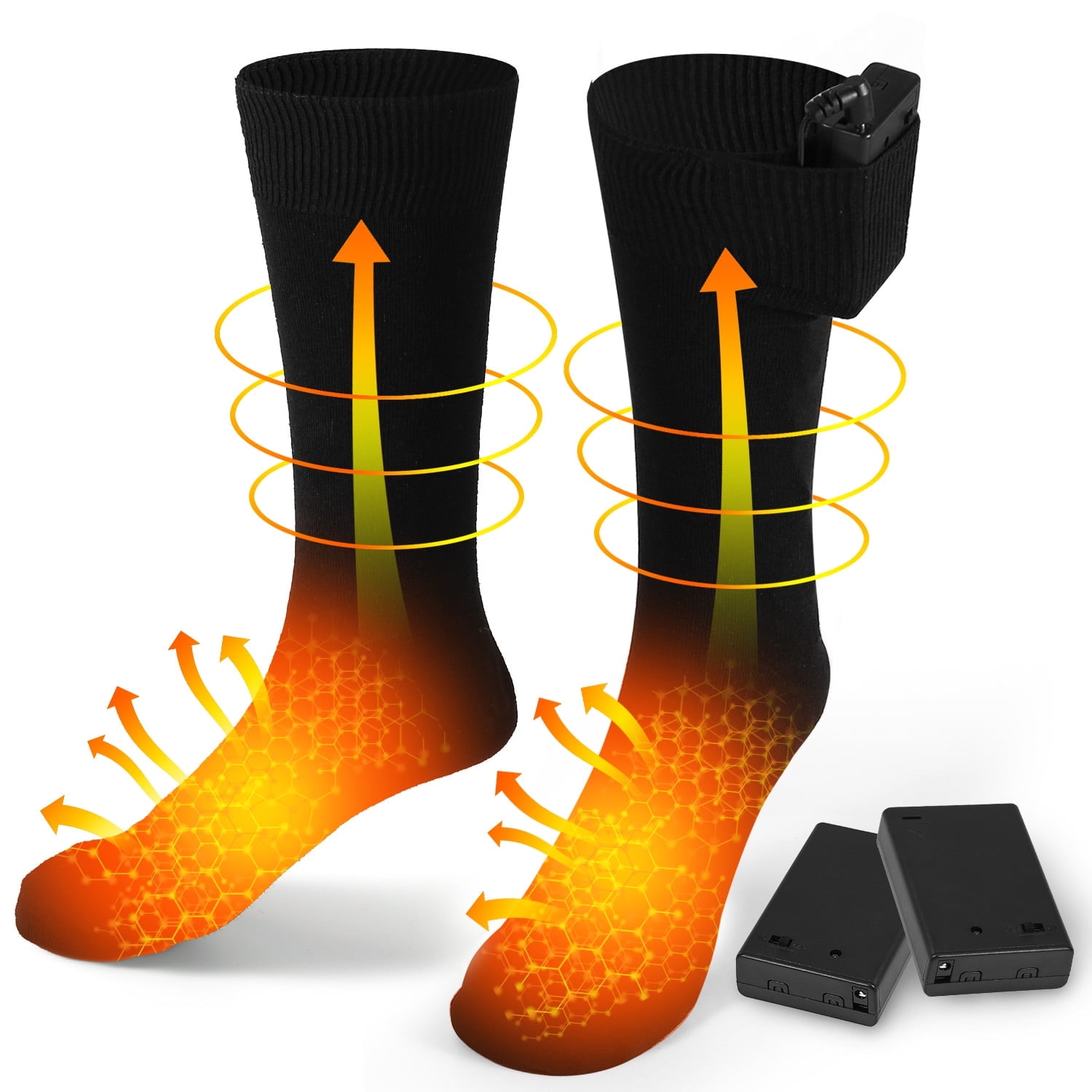 iMountek Unisex Electric Heated Socks Battery Powered Winter Warm Socks,  Black 