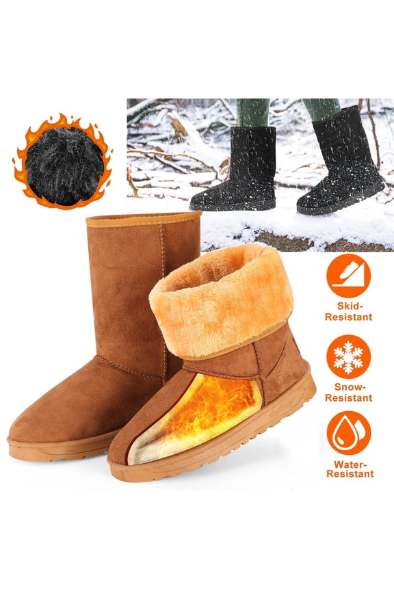 Waterproof Women Snow Boots Mid-Calf Classic Winter Boots with Warm Lining, Chestnut_5