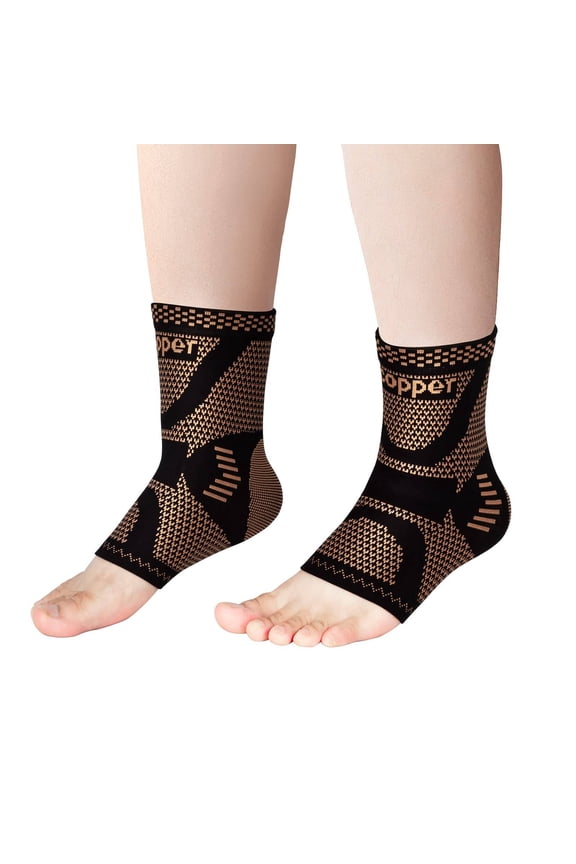 1 Pair Copper Ankle Brace Foot Compression Support Sleeve - Ankle Wrap Compression Socks for Plantar Fasciitis, Arch Support, Swelling, Achilles Tendon, Joint Pain, Injury Recovery