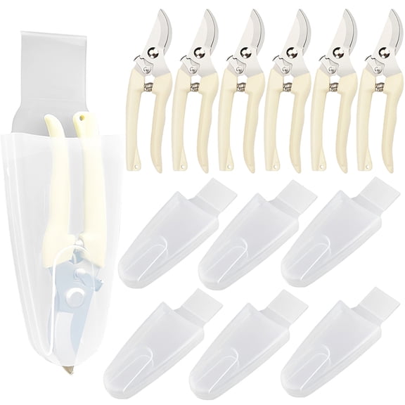 iMucci 12Pcs/6Sets Pruning Shears and Case Set Stainless Steel Curved-Head Garden Shears for Fruit Picking and Landscape Trimming