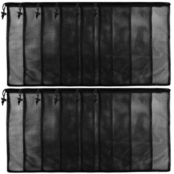 iMucci 12Pcs Mesh Bag 13"x15.5" Drawstring Laundry Gym Bags Nylon Mesh Storage Bag with Cord Lock Closure Mesh Stuff Sack for Collecting Toys Travel Sports