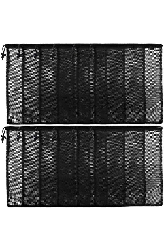 12Pcs Mesh Bag 13"x15.5" Drawstring Laundry Gym Bags Nylon Mesh Storage Bag with Cord Lock Closure Mesh Stuff Sack for Collecting Toys Travel Sports